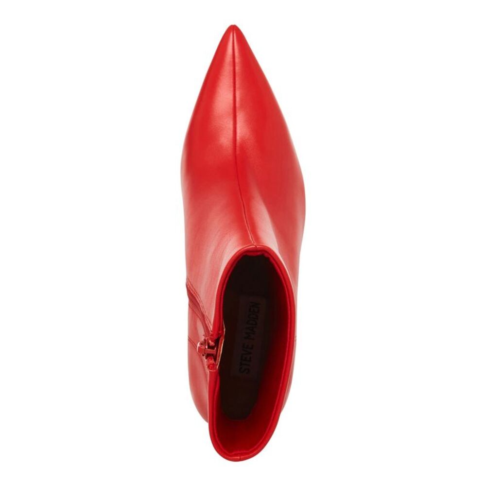 STEVE MADDEN Womens Red Padded Elysia Pointed Toe Stiletto Leather Booties 6 M - Picture 3 of 4